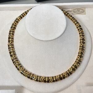D'Orlan Gold Plated Necklace with Enamel 16-18" Length Women Jewelry